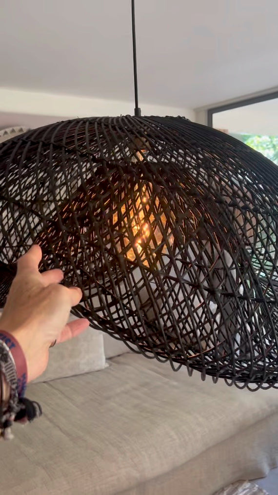 Black Organic shaped Cloud lamp rattan XL - 100 cm - black