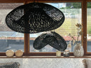 Black Organic shaped Cloud lamp rattan XL - 100 cm - black